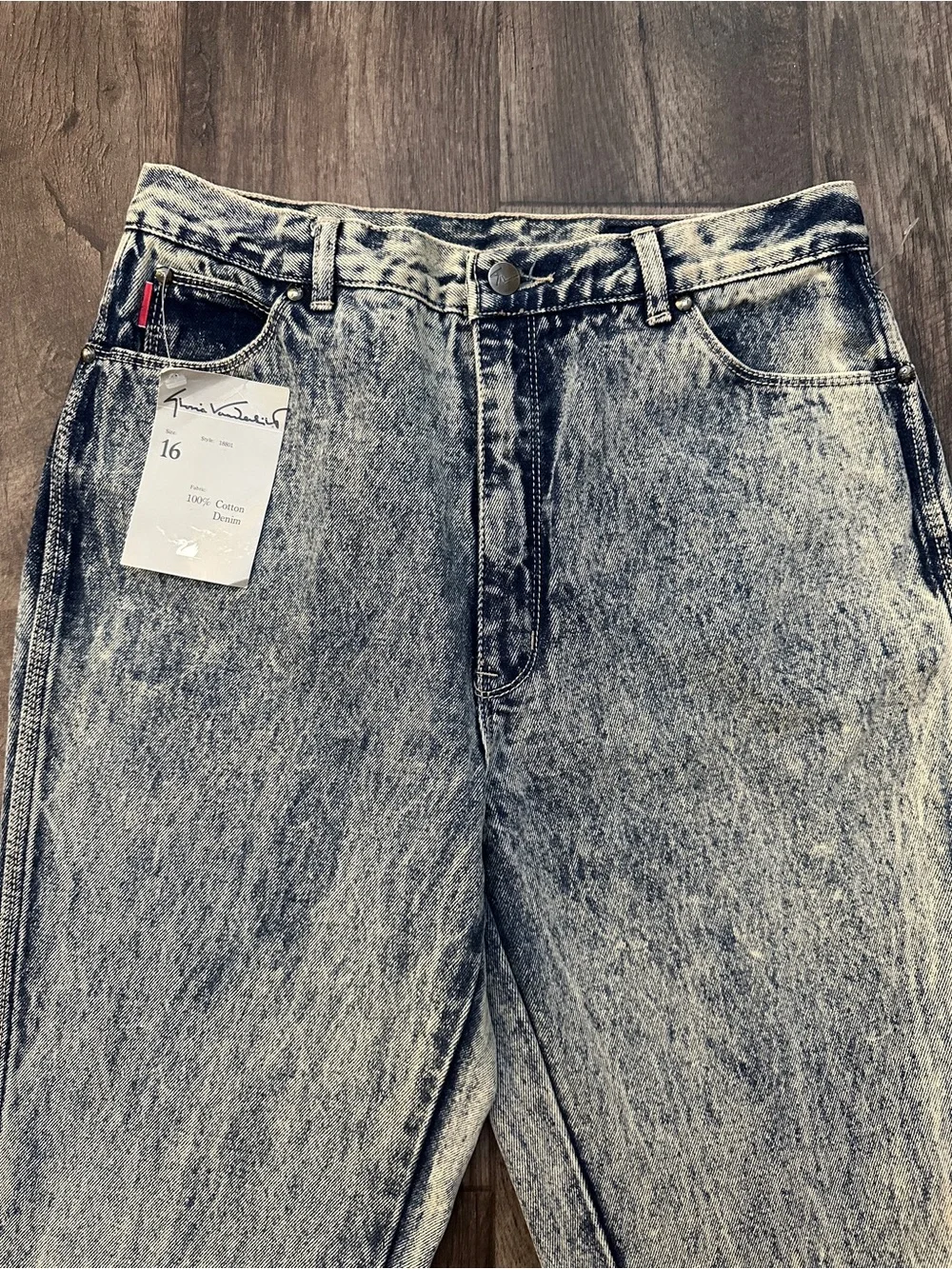 VTG 80s Gloria Vanderbilt Acid Wash Jeans Deadstock High Waist Size 16